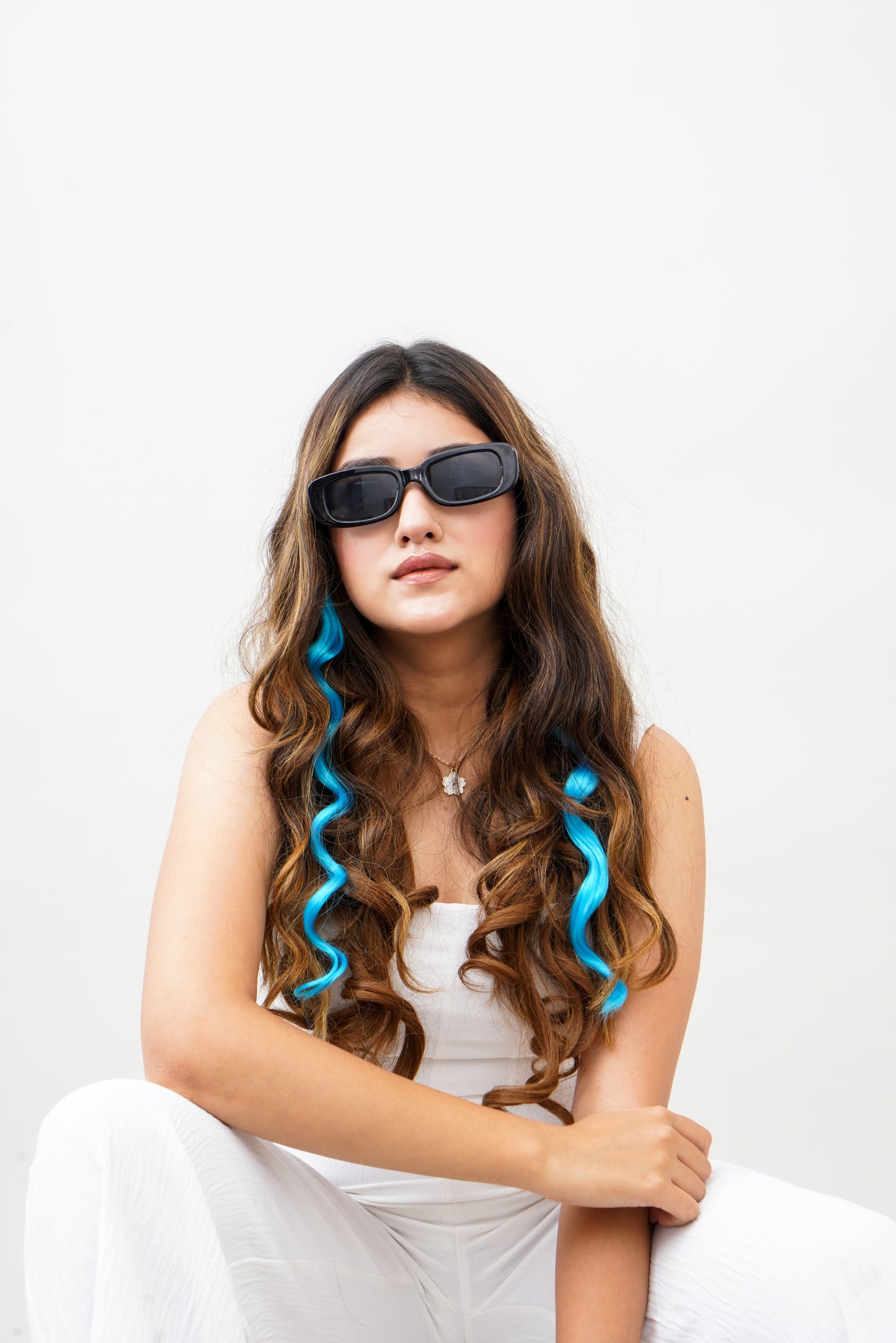 Sky Blue Colour Pop Hair Streak| Set of 6